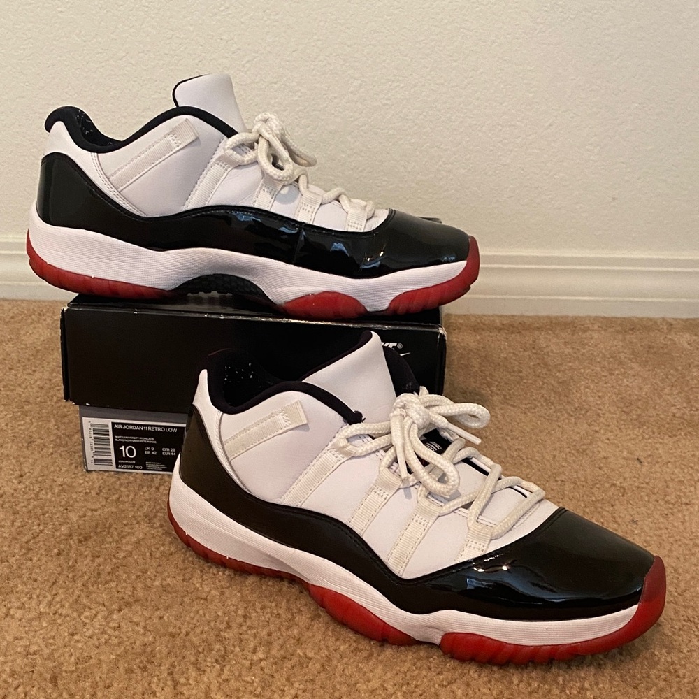 Jordan Black, White, and Red Sneakers